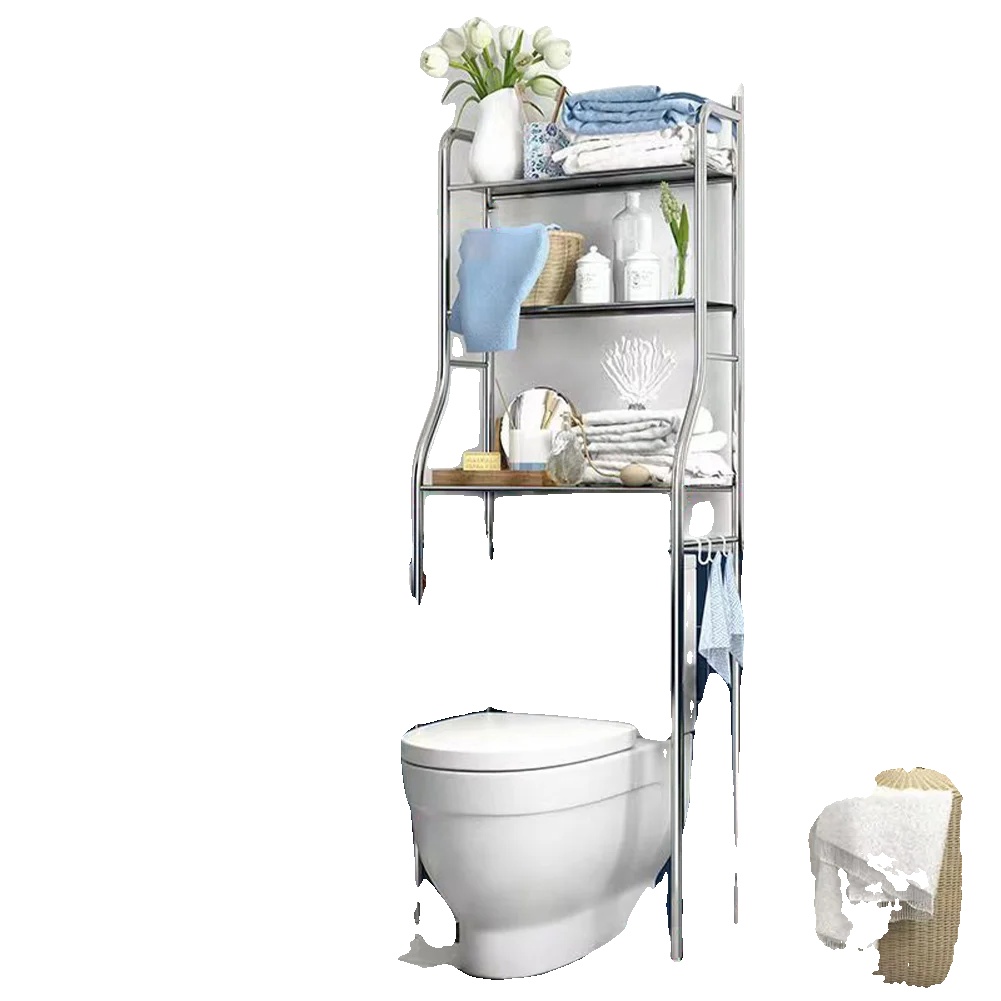Über Der Toilette Aufbewahrungsregal, 3-ebenen-design, Platzsparende Lösung, Silber