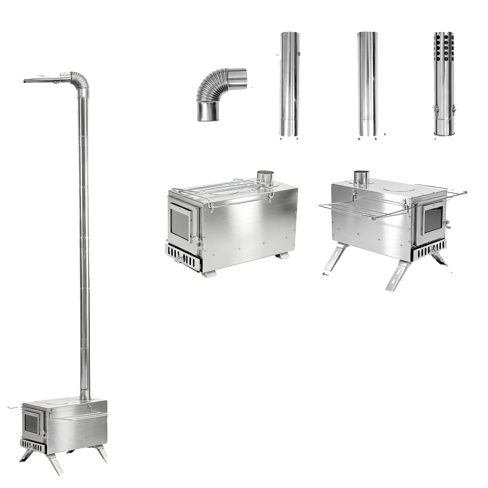 Holzofen, Tragbares Design, Effiziente Heizung, Silber