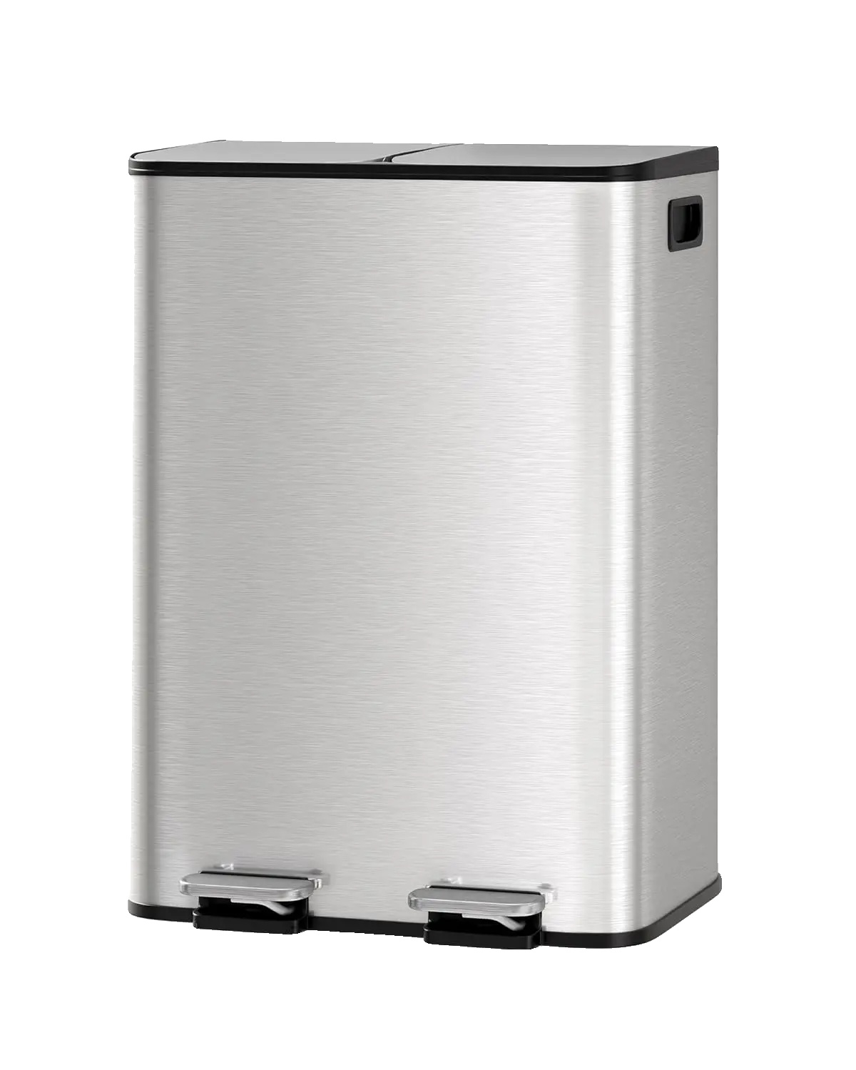 Mülltonne, Duale Fächer, Edelstahl-design, Silber-2x30l