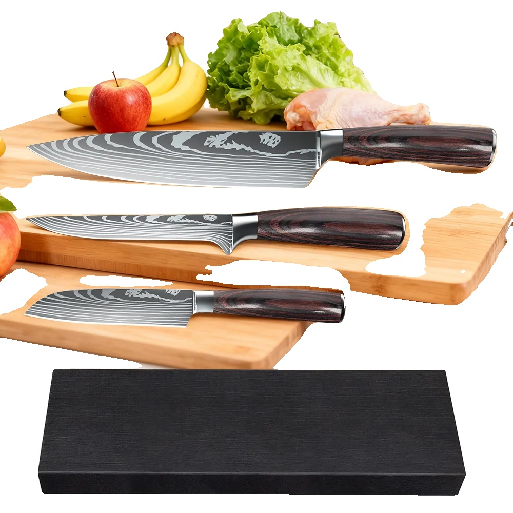 Kochmesser Set, Edelstahl, Klingenlänge 20 Cm, Griff Länge 13,5 Cm, Klingenwinkel 60°, Lfgb Zertifiziert