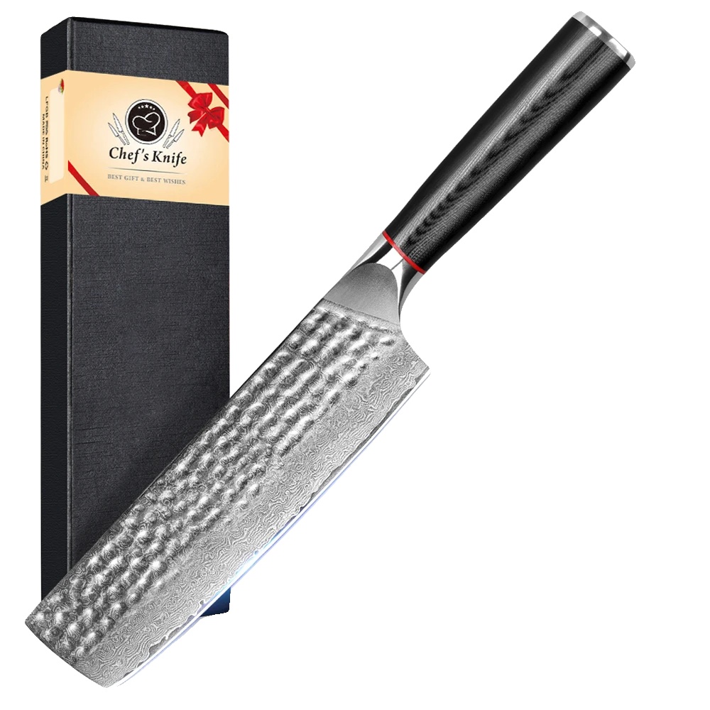 Kochmesser, Damaststahl, Ergonomischer Edelstahlgriff, Nakiri-messer