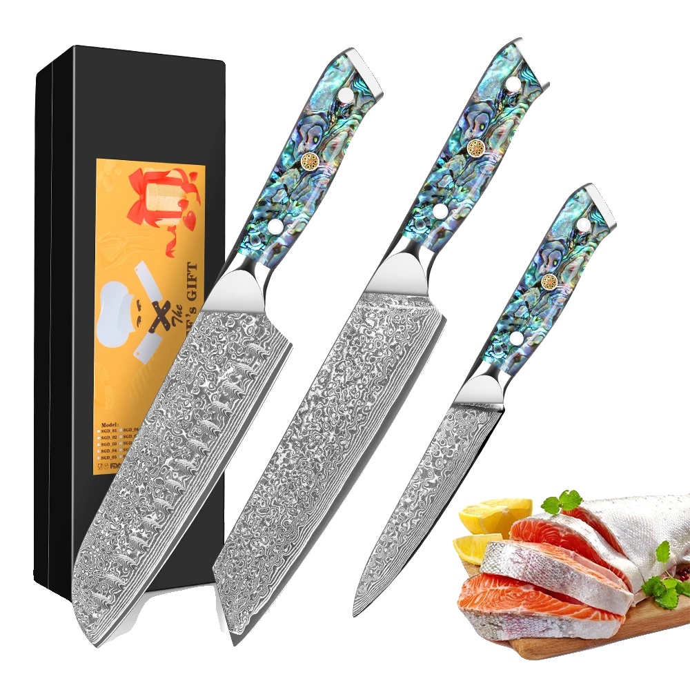 Küchenmesser Set, Damaststahl Material, Umweltfreundlich, 3pcs