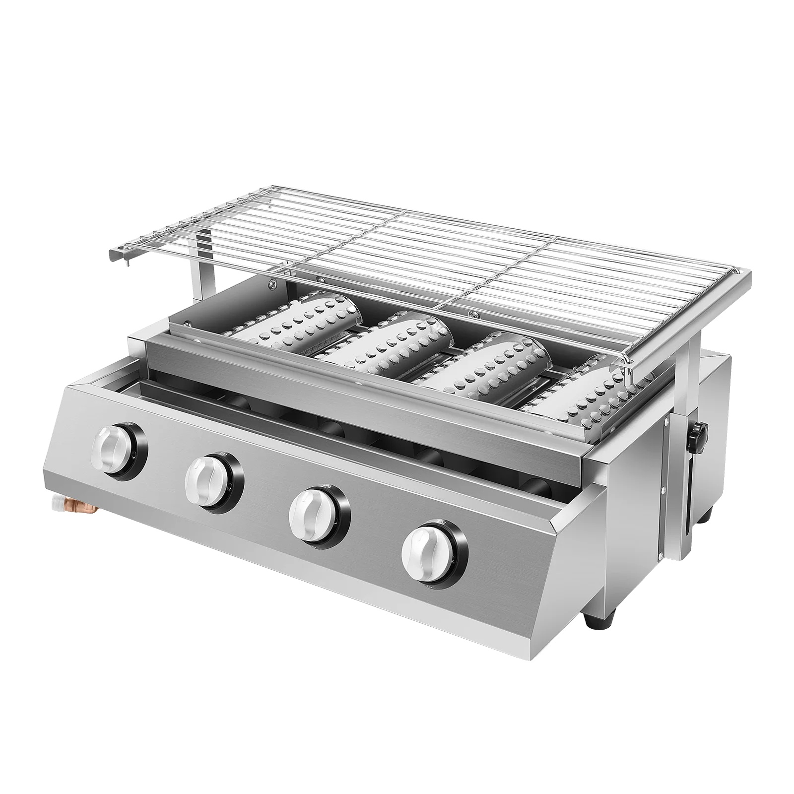 Gasgrill, 4 Brenner, Edelstahlkonstruktion, 0-2,8 In Verstellbare Höhe, 22 X 9,1 In Kochfläche, Lpg-brennstoffquelle