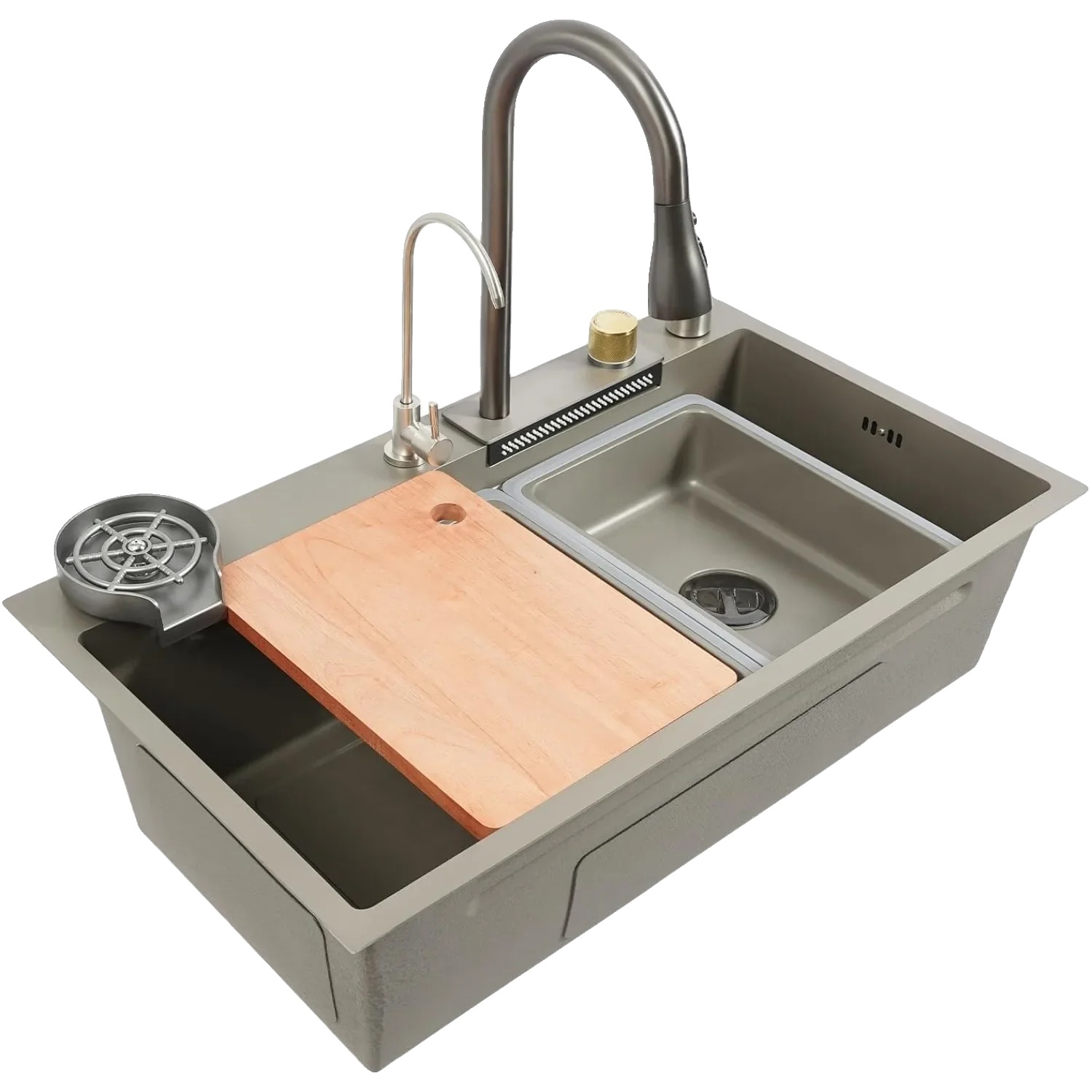 Küchenspüle, Edelstahl 304, Abmessungen 80 X 45 Cm, Tiefe 21 Cm, Wasserhahnlänge 60 Cm, Modernes Design