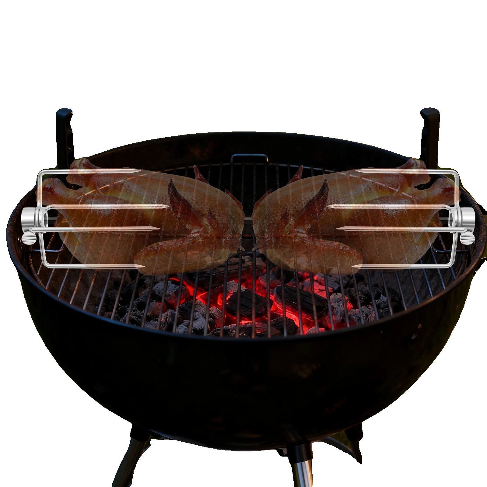 Bbq-spießgabeln, 304 Edelstahl, Gabel Länge 11cm/4.33in, Gabel Durchmesser 4mm/0.157in, 4-teiliges Set, Montagedurchmesser 11.5mm/0.453in