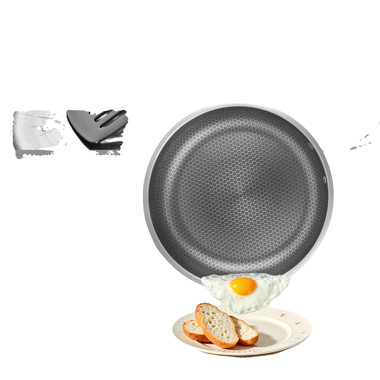 Bratpfanne, Leichtes Design, Gleichmäßige Wärmeverteilung, Silber