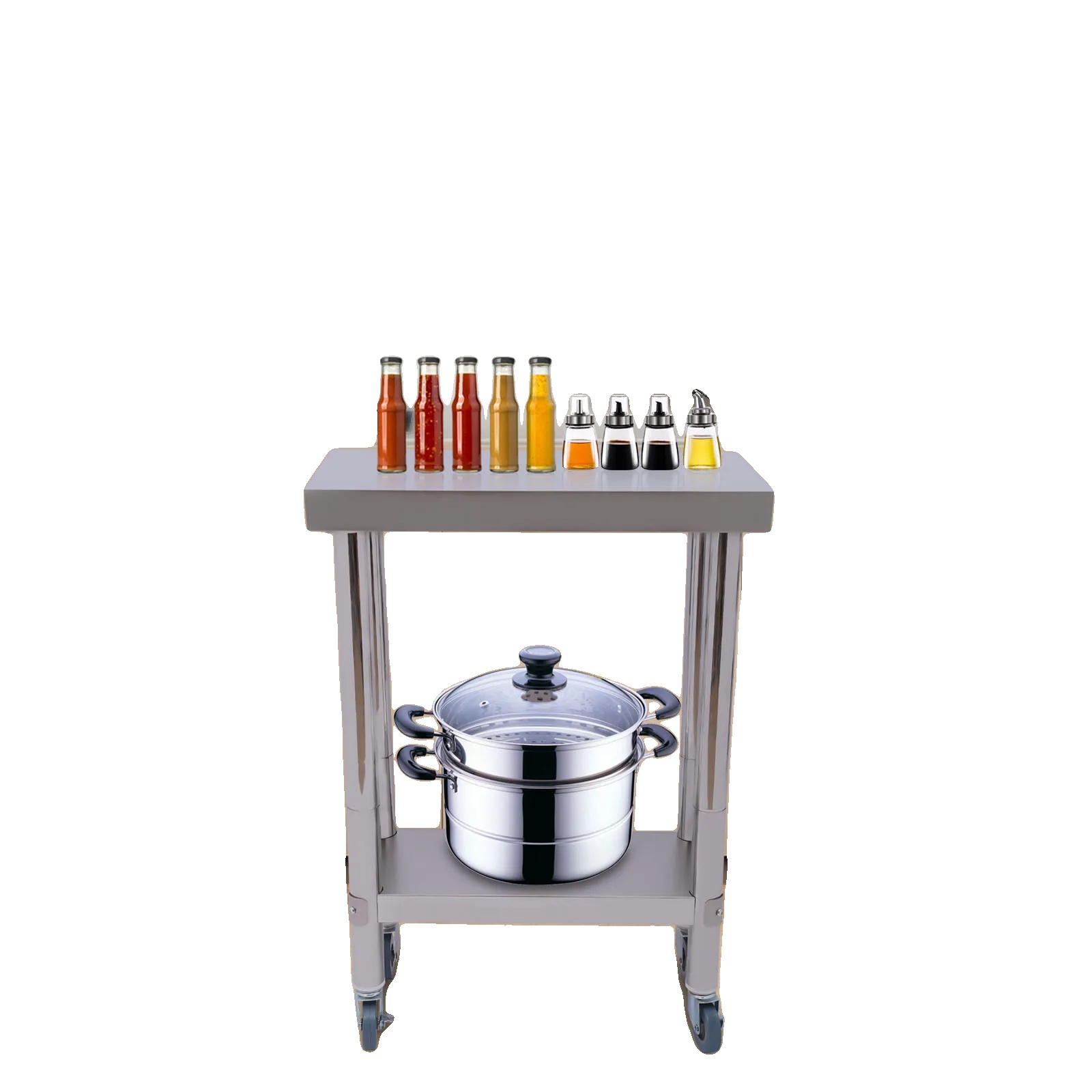 Utilitytisch, Edelstahlmaterial, Hohe Tragfähigkeit, Silber