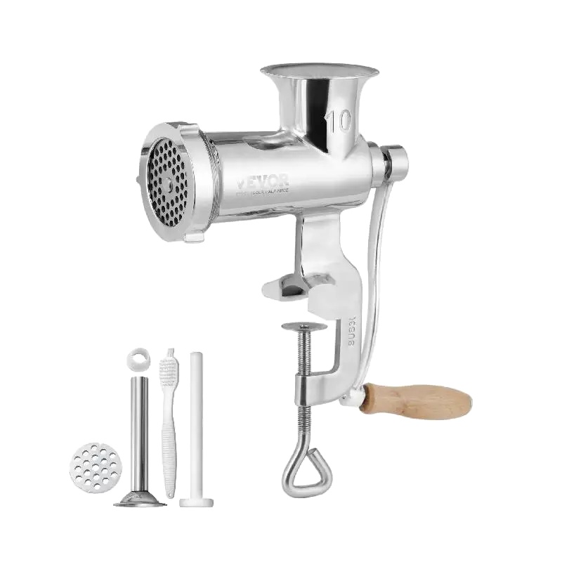 Fleischwolf, 304 Edelstahl, Einlass 3,3 Zoll, Auslass 3,1 Zoll, Griff Länge 6,9 Zoll, Produktgewicht 6 Lbs