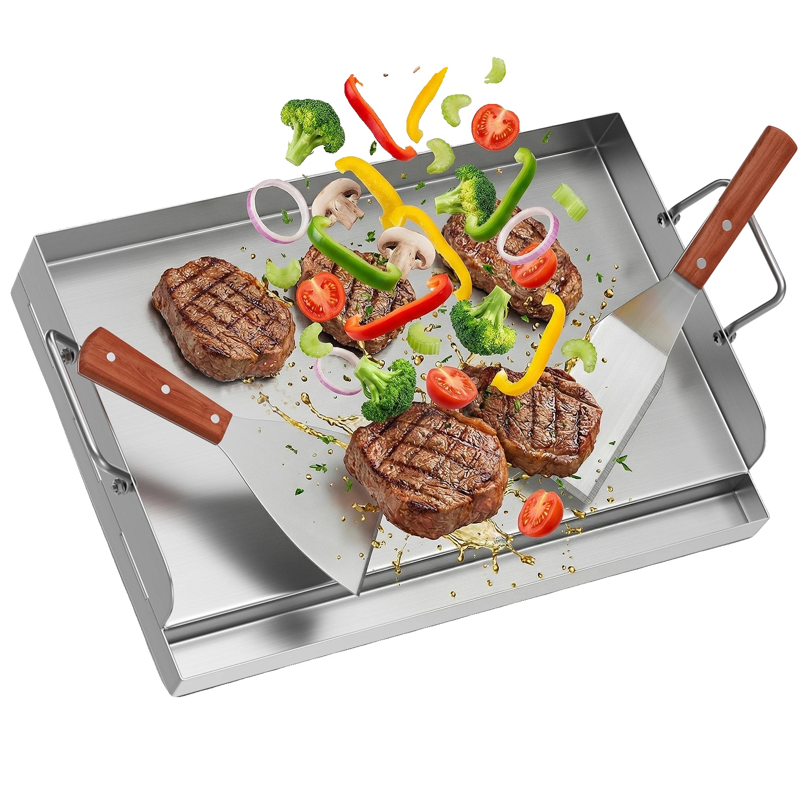 Grillplatte, Strapazierfähiger Stahl, Integrierter Fettkanal, Multi