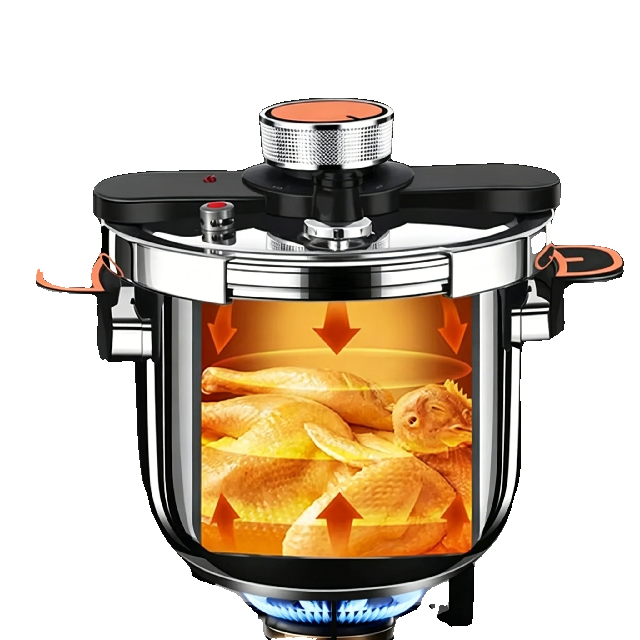 Druckkochtopf, 6l Kapazität, Edelstahlmaterial, Kompatibel Mit Gas- Und Induktionskochern, Maximaler Druck 100 Kpa, Abmessungen 31×31×23 Cm