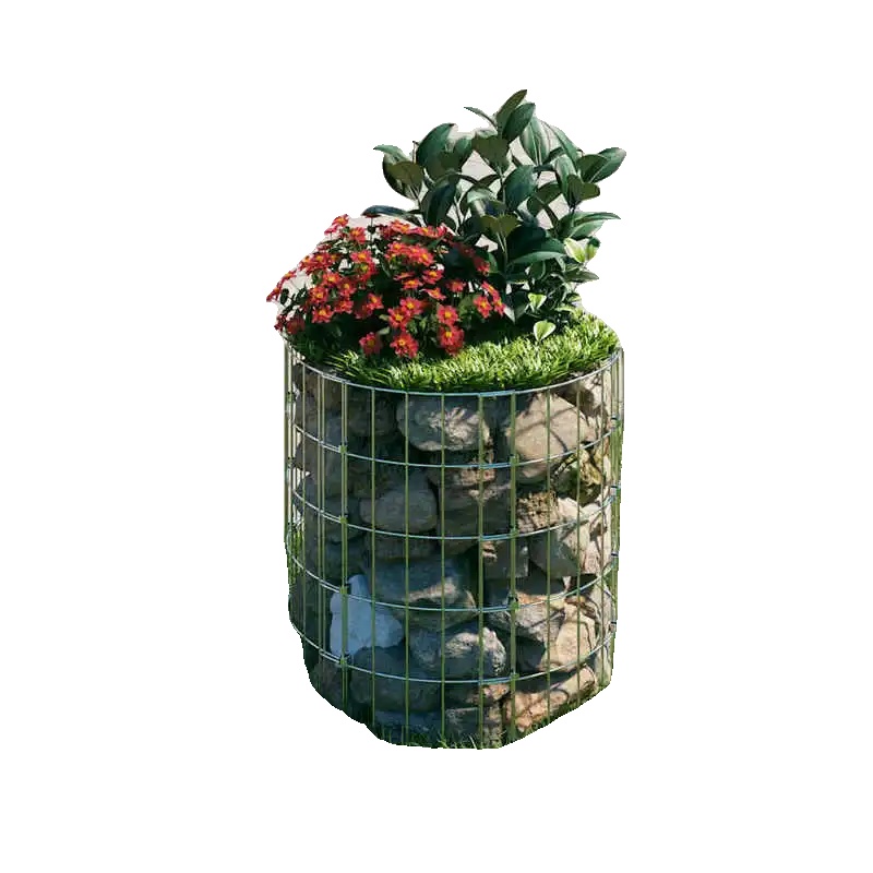 Gabionenpfosten, Verzinkter Stahl, Ø50 Cm X 50 Cm, Einfache Montage, Robuste Konstruktion, Geeignet Für Landschaftsgestaltung