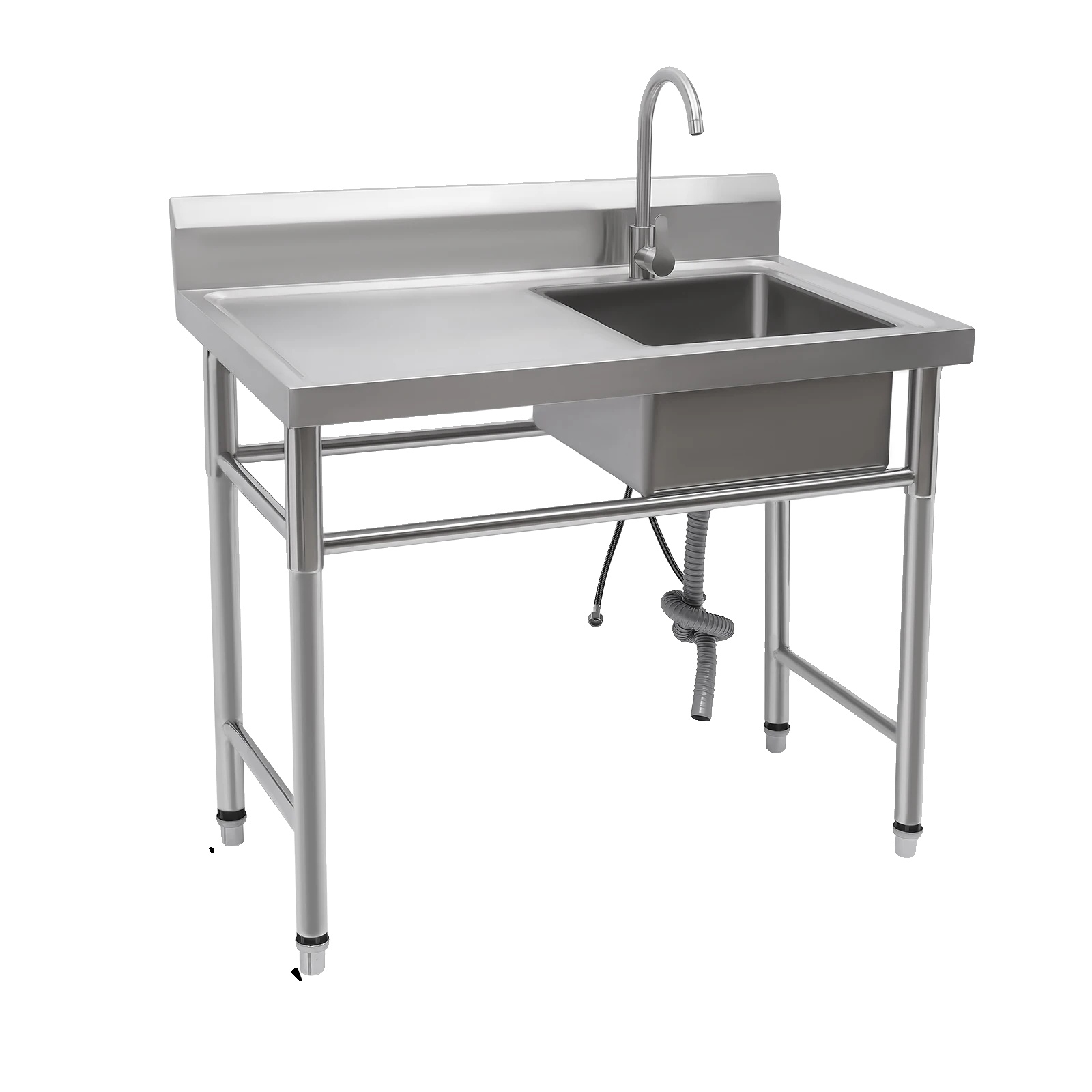 Edelstahlspüle, Einzelbecken, Freistehendes Design, Silber