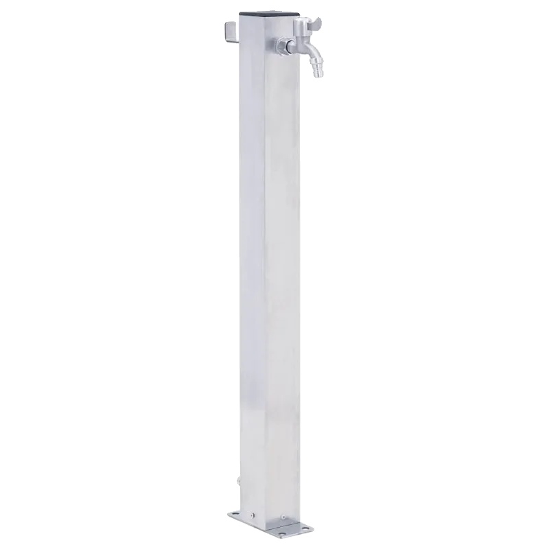 Wassersäule, Edelstahl, 100 Cm Höhe, Geeignet Für Gärten, Inklusive Wasserhahn, Quadratischer Sockel