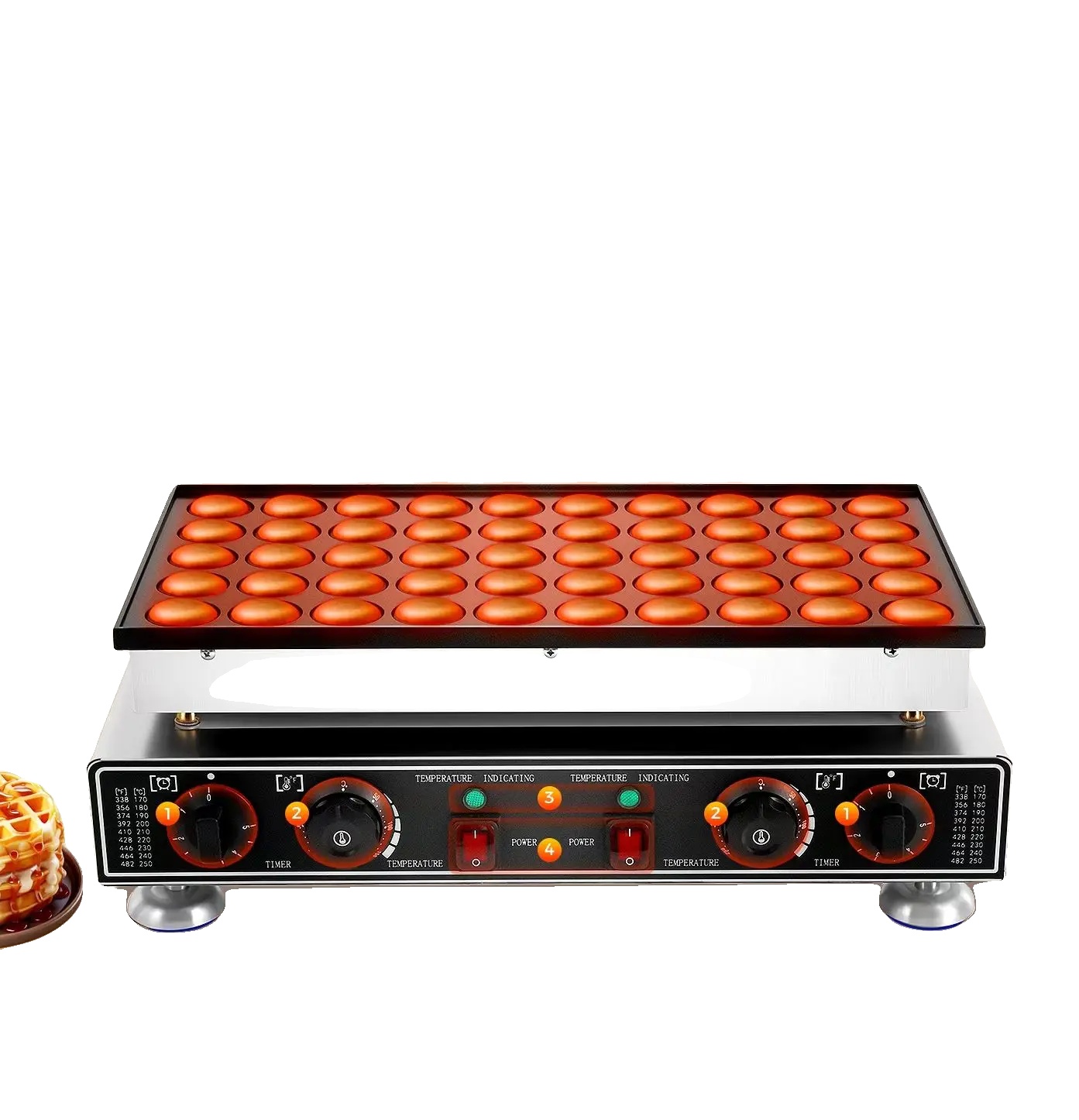 Muffin-maschine, 50 Muffin Kapazität, 1800w Leistung, 220v Spannung, Temperaturbereich 50-300℃, Antihaftbeschichtung