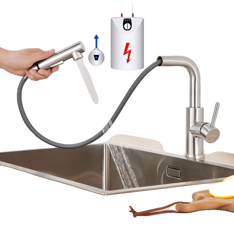 Küchenarmatur, Ausziehbares Design, Duale Wasserflussmodi, Chrom, G3/8