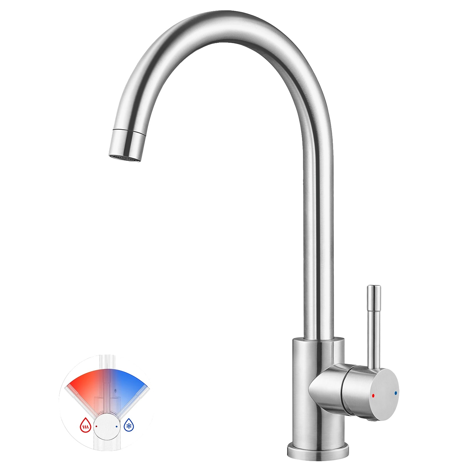 Küchenmixer, Einhand, 360° Drehbar, Chrom, G3/8