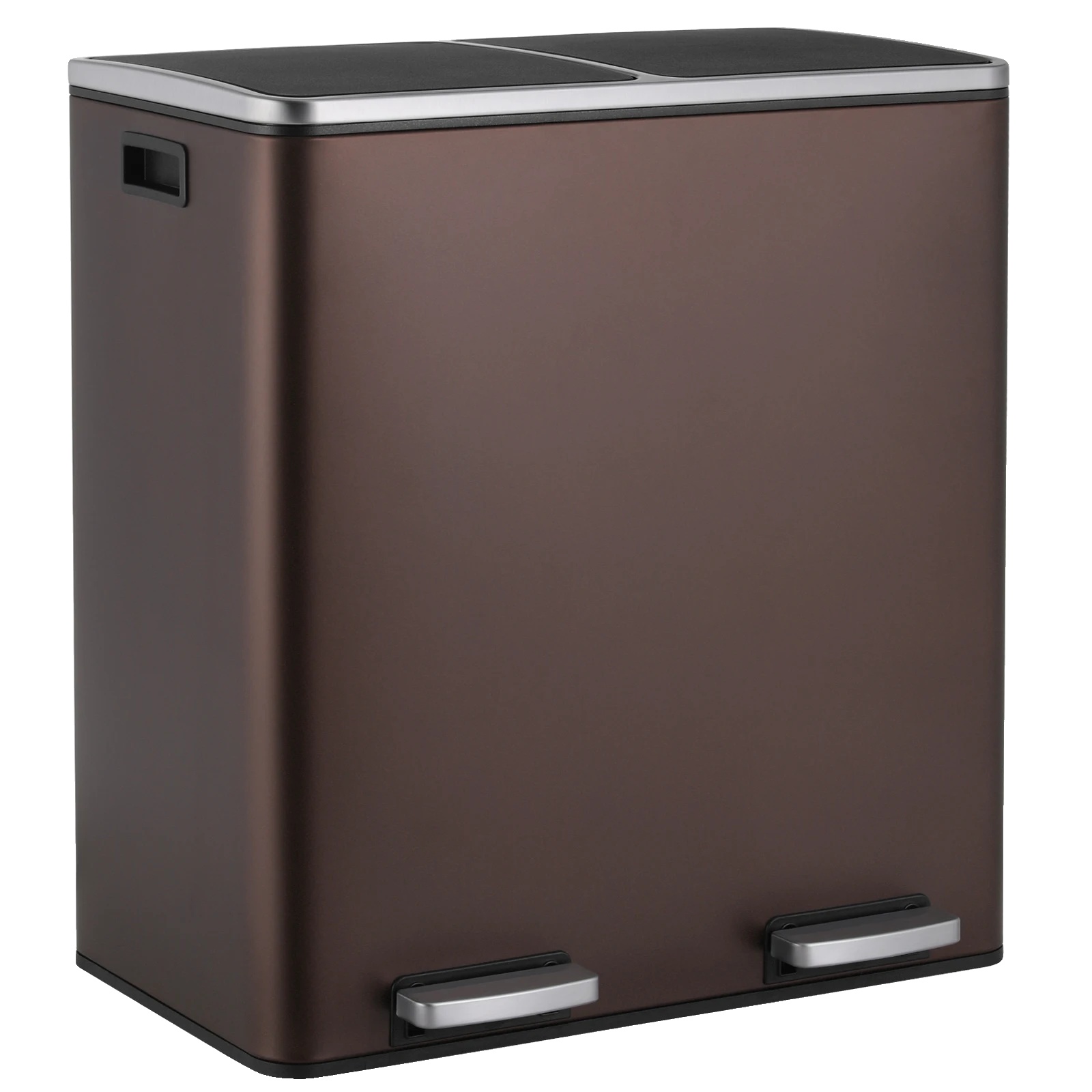 Küchenmüllbehälter, Edelstahl, Soft-close-deckel, Schokolade, 60l-b