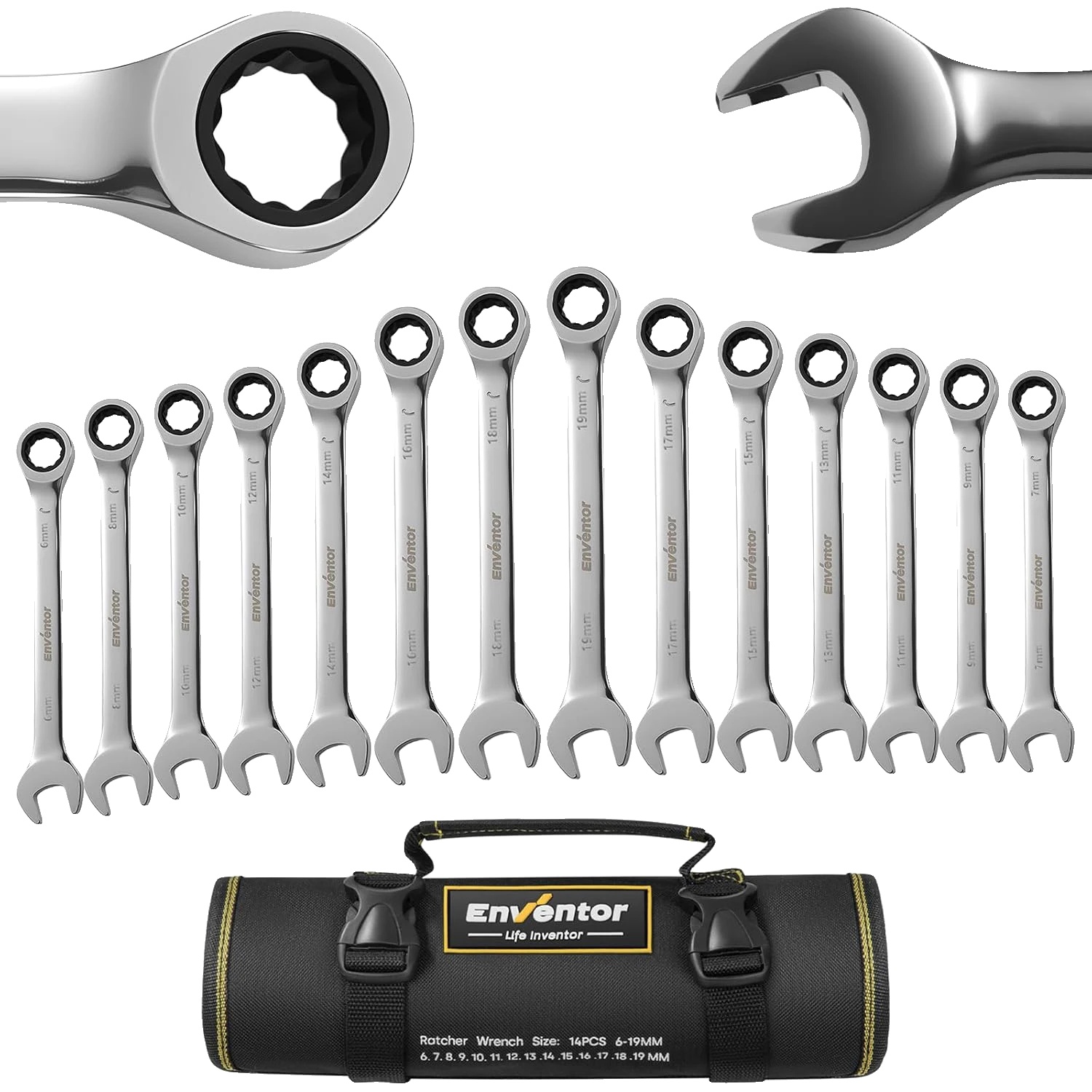 Ratschen-schlüsselset, 90 Zähne, 14-teiliges Set, 14pcs