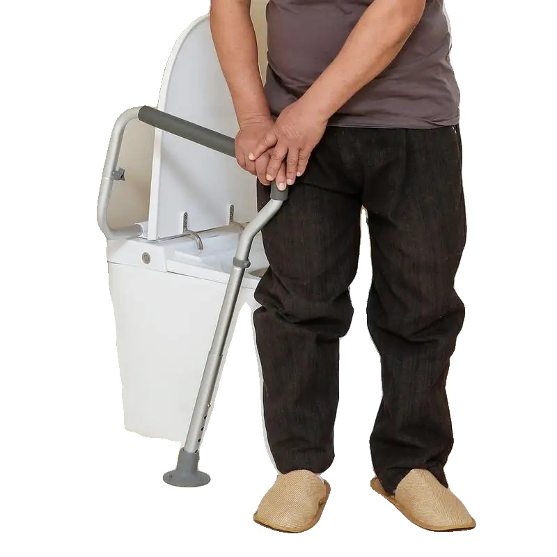 Toilettengriff, Verstellbare Breite 62-72 Cm, Verstellbare Höhe 65-75 Cm, Maximale Belastung 136 Kg, Langlebige Aluminiumlegierung, Rutschfeste