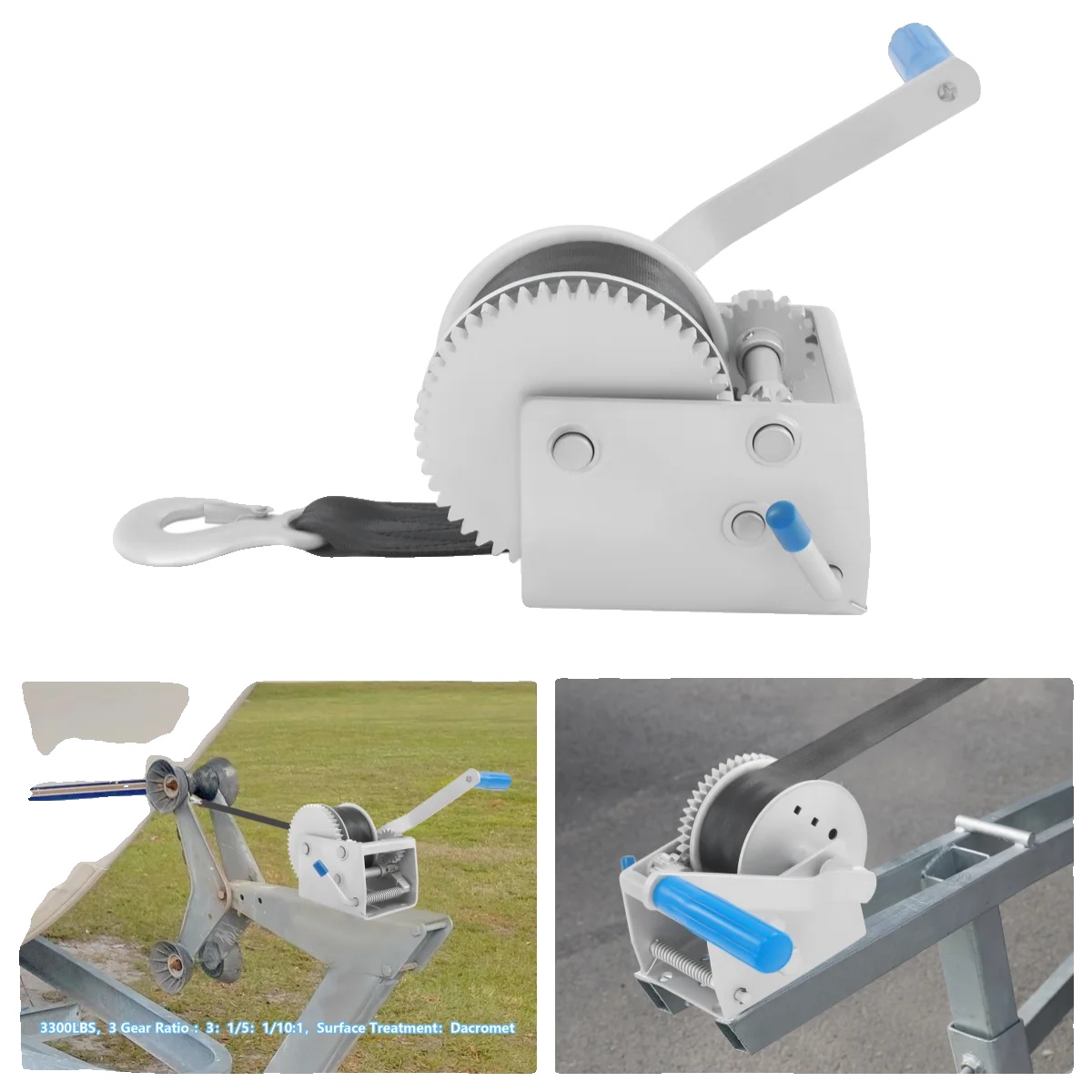 Handwinde, Dacromet-beschichtung, Verriegelungsfunktion, Silber