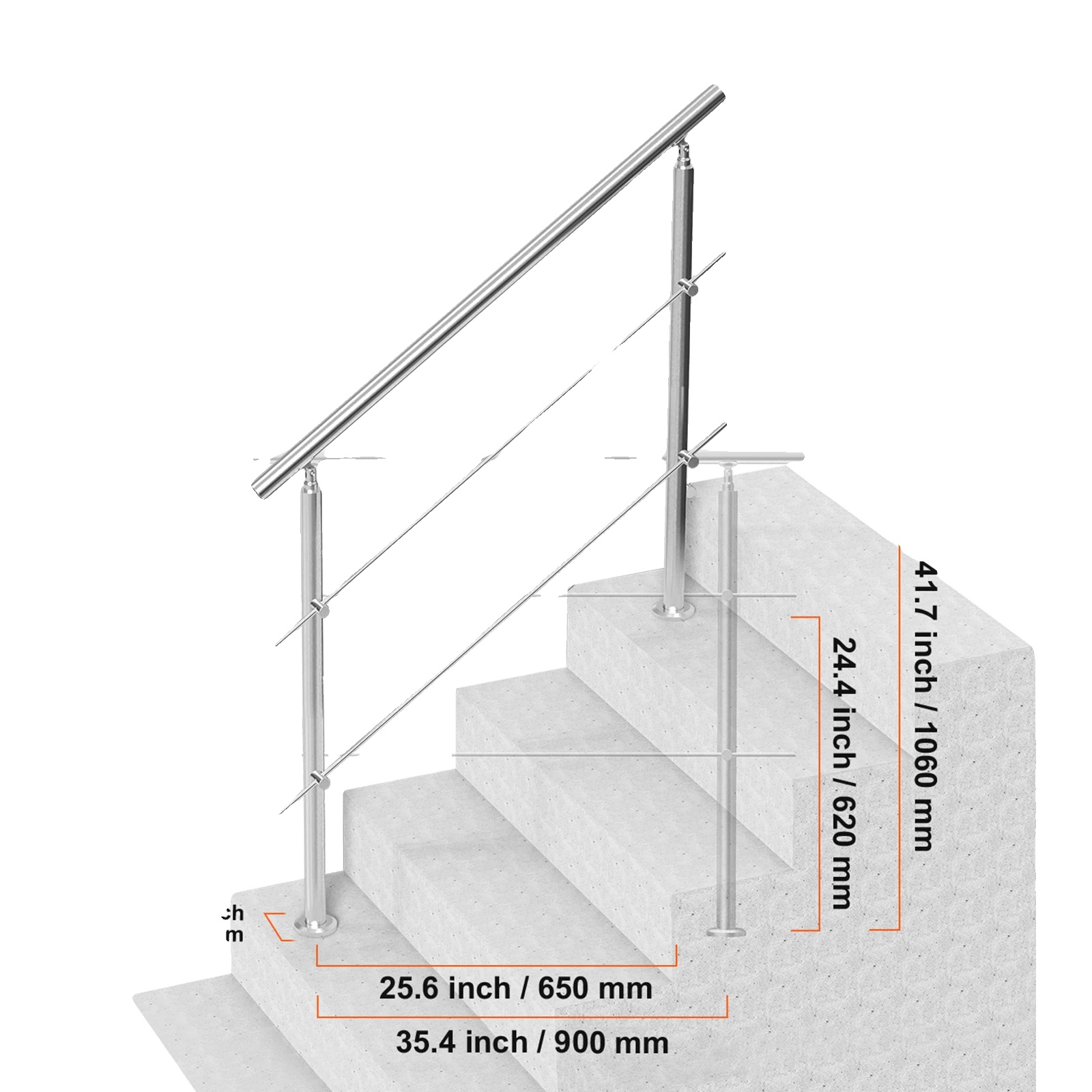 Handläufe Für Außentreppen, Langlebiger Edelstahl, Einfache Installation, Typ 8