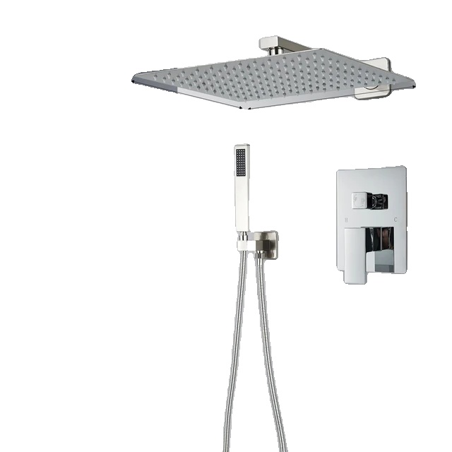 Duscharmatur Set, Regenbrause, Wandmontage Design, 2 Wege 12 Zoll