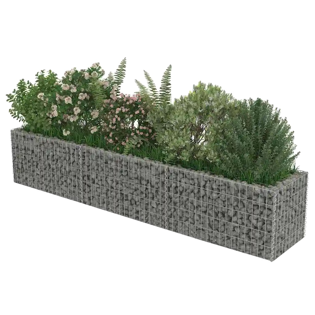 Gabion-hochbeet, Verzinkter Stahl, Modernes Design, Silber