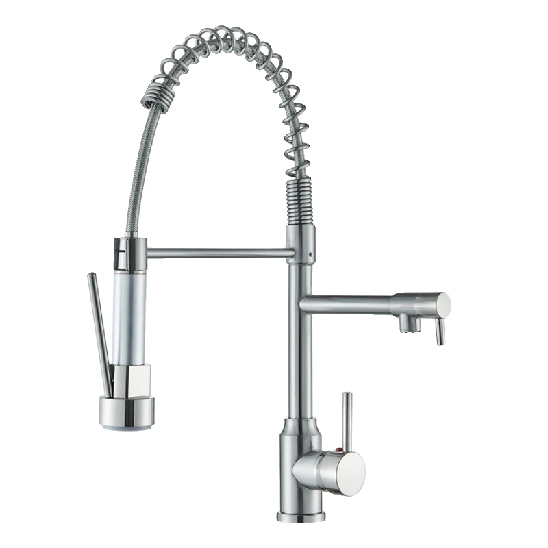 Küchenarmatur, Ausziehbare Sprühdüse, Deckmontiertes Design, Bürstetes Nickel