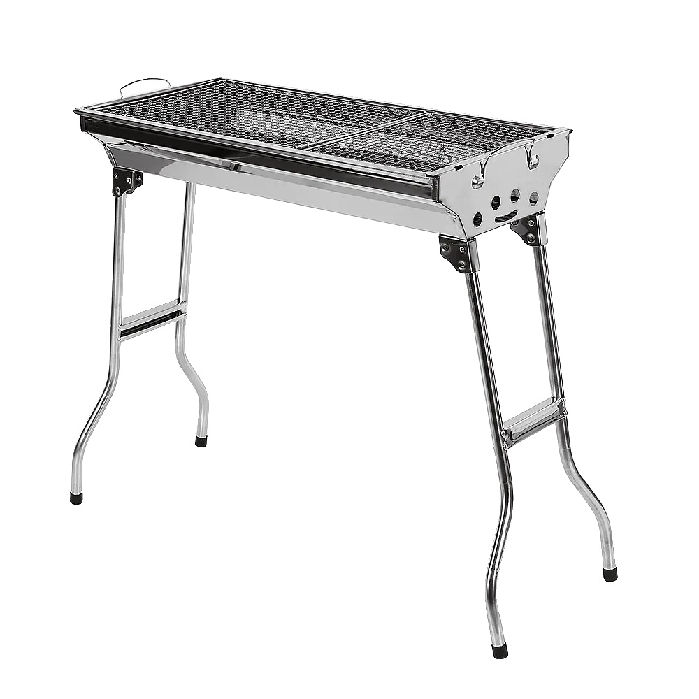 Holzkohlegrill, Tragbares Design, Leicht Zu Reinigen, Silber