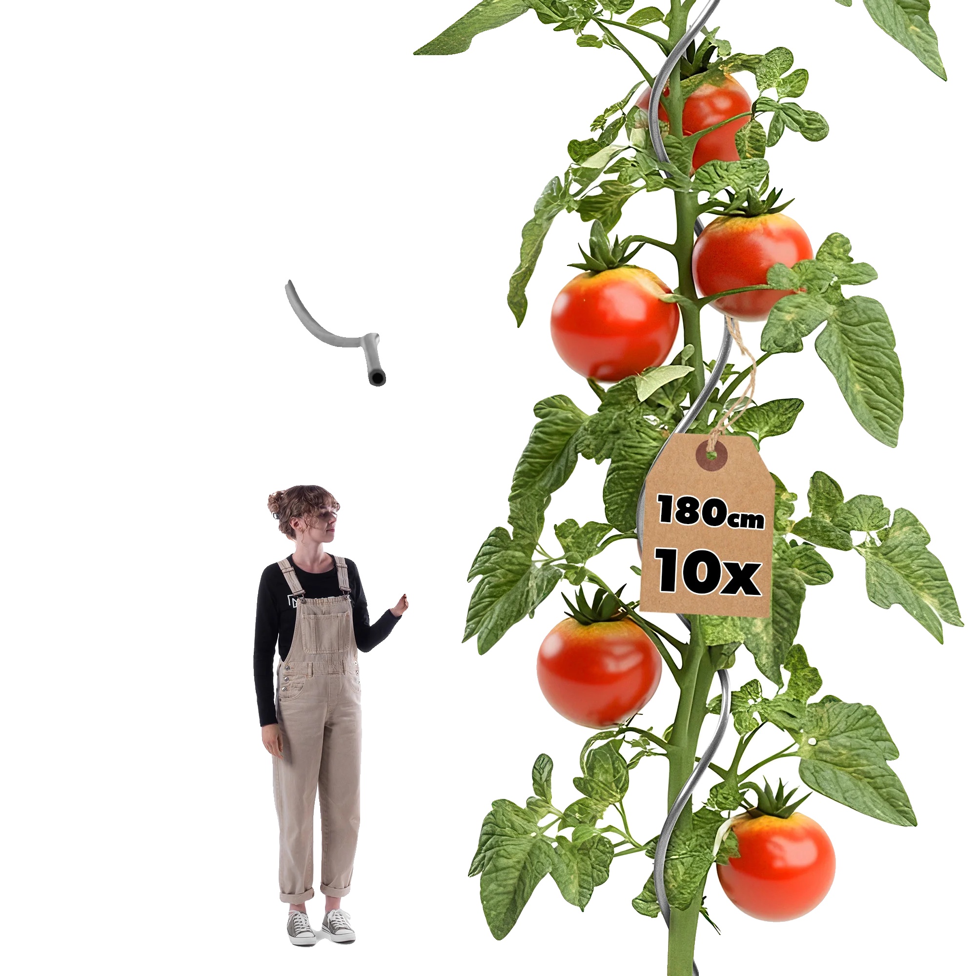Spiral Pflanzenstütze, 180 Cm Höhe, Aluminium Material, Geeignet Für Tomaten Und Gurken, Leichtes Design, Spiralform Für Wachstum