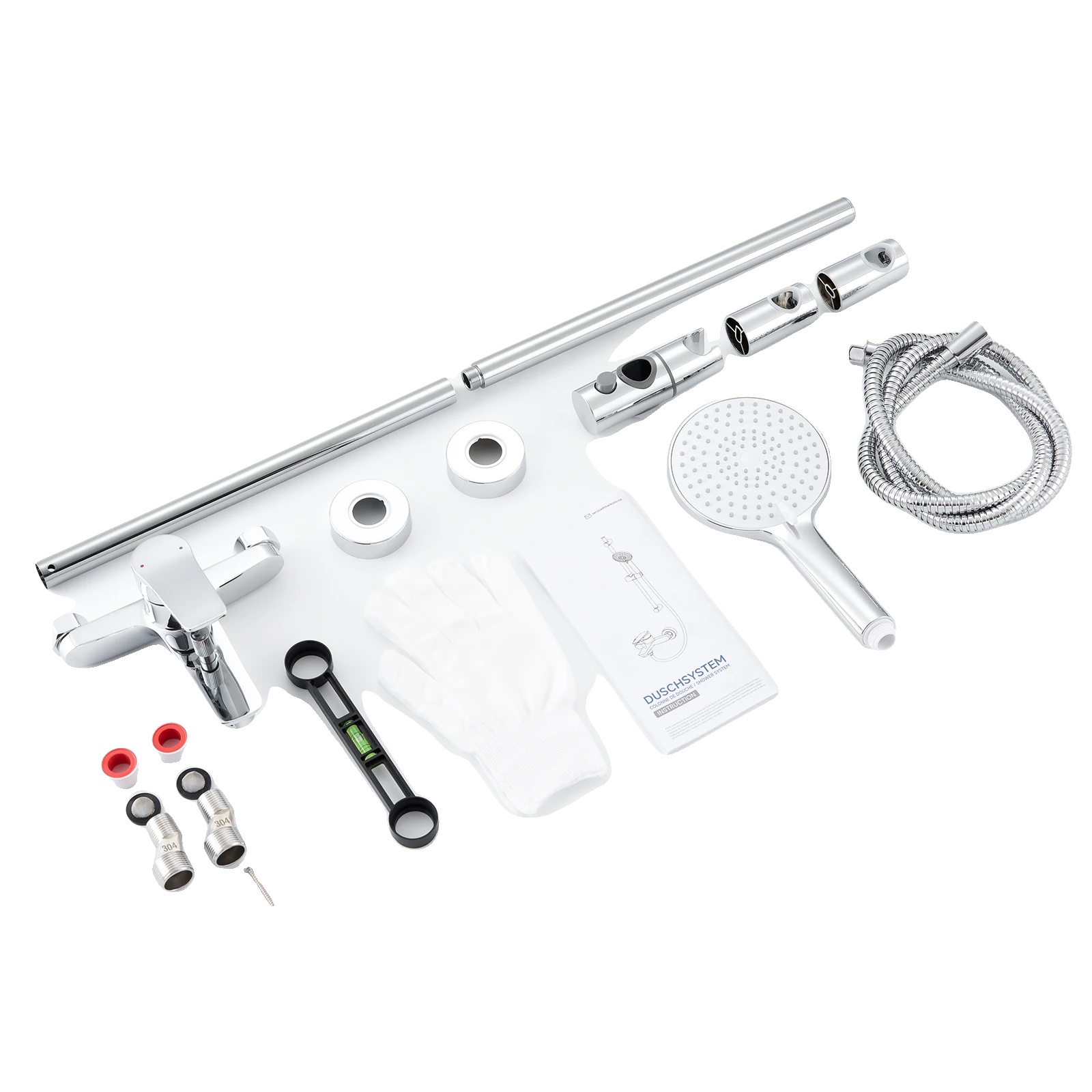 Duschmischer, Wandmontage-design, Handbrause-set, Chrom - 3 Düsen, G1/2, 70cm