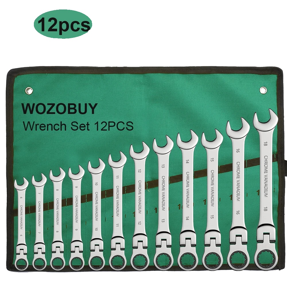 Ratschenschlüssel-satz, Flexibler Kopf, Rutschfeste Eigenschaften, 12pcs