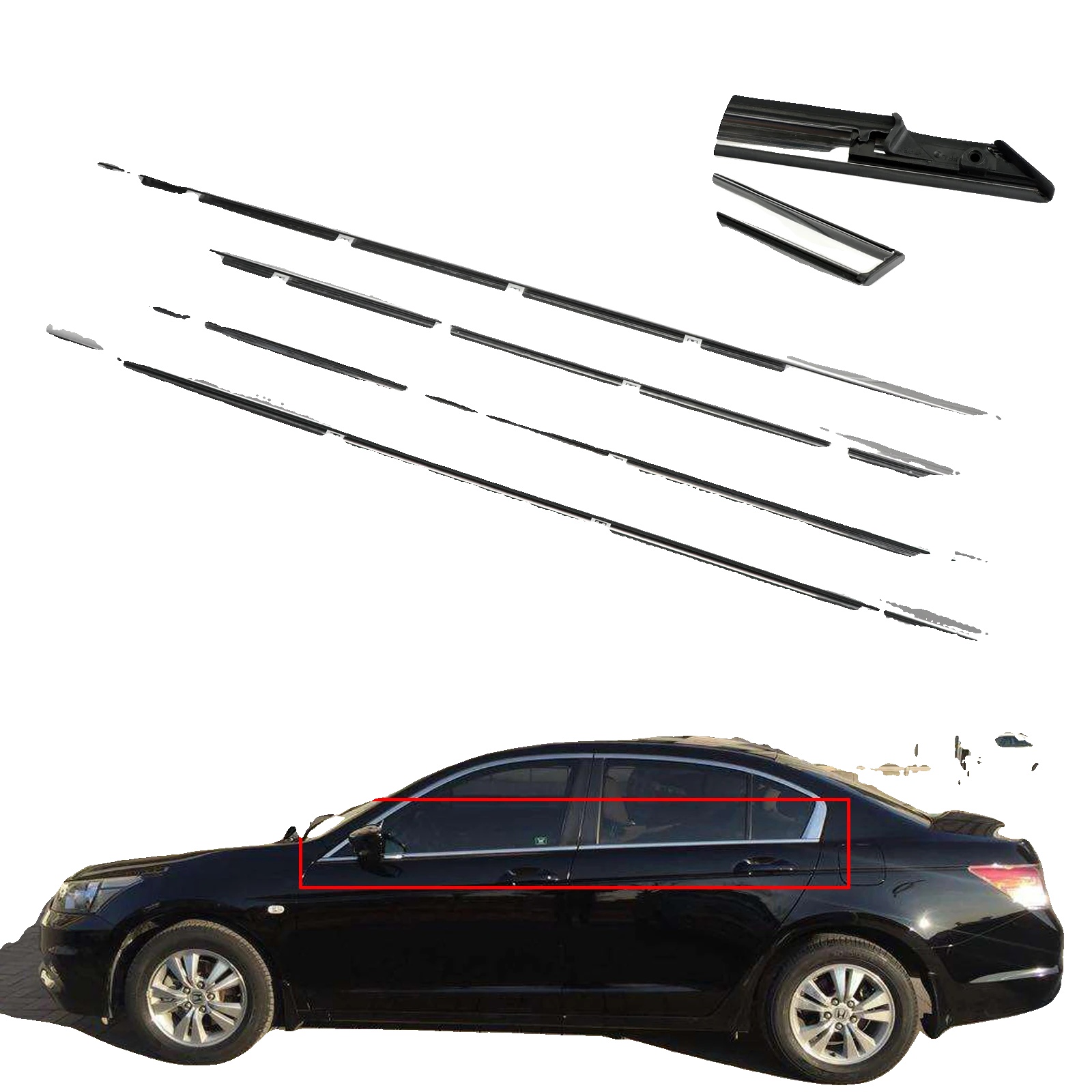 Wetterdichtungsfensterverkleidung, Abs-kunststoff, Chromfarbe, Passend Für Honda Accord 2008-2012, Vorne/links/rechts/hinten, 100% Brandneu