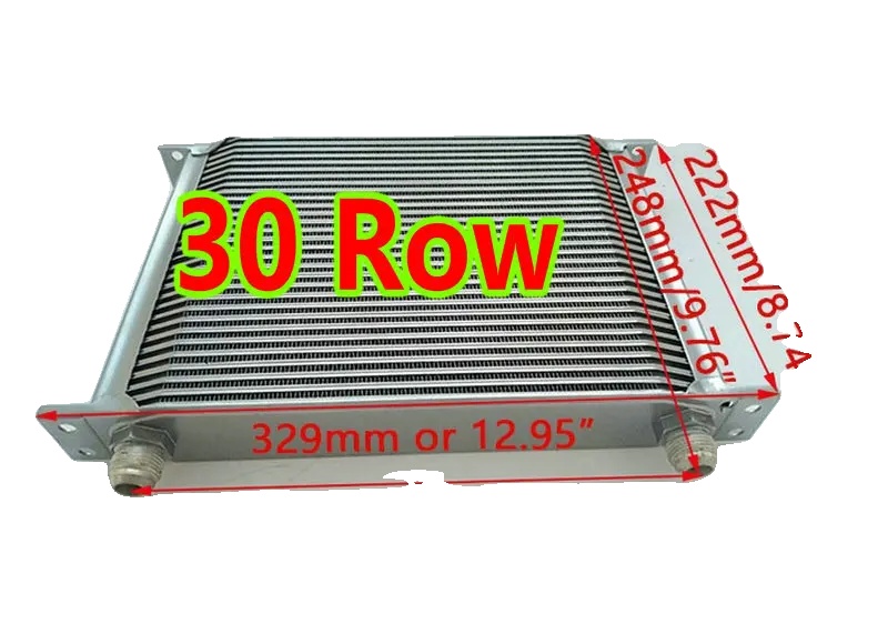 Ölkühler, 30 Reihen, Aluminium-material, Kernmaß 292mm X 222mm X 50mm, Gesamtmaß 329mm X 248mm X 50mm, An10 Einlass/auslass Gewindegröße