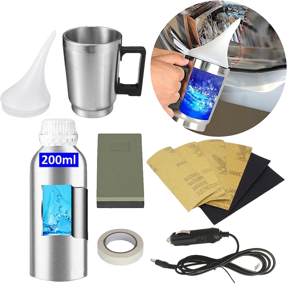 Scheinwerfer-restaurierungsset, Polymermaterial, 60ml - 80ml Reparaturlösung, Manuelle Schleifmethode, Geeignet Für Die Meisten Fahrzeuge, Stellt
