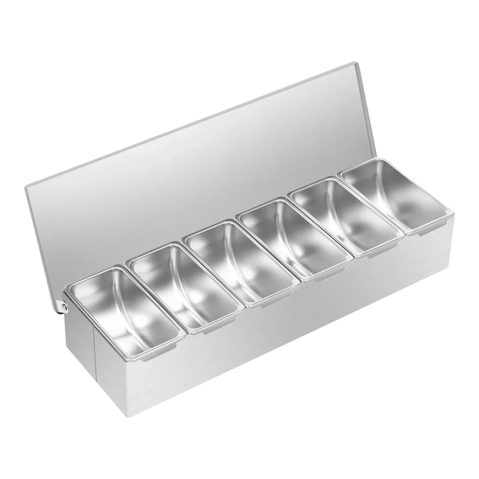 Zutatenbehälter, Edelstahl, 6 Fächer, Silber