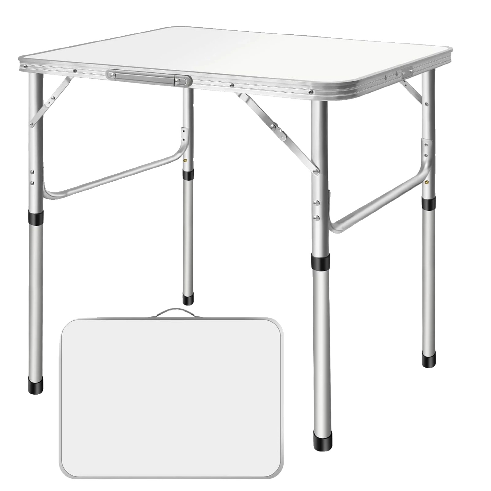 Klapptisch, Metall, 75 X 55 X 35/60 Cm, Höhenverstellbar, Für Den Außenbereich Geeignet, Platzsparendes Design