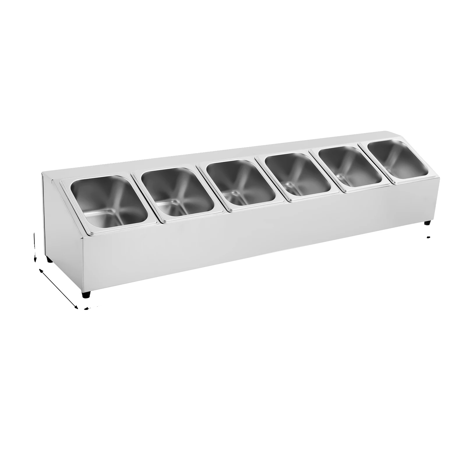 Zutatenbehälter, Edelstahl, Platzsparendes Design, Silber, 9l, 6-raster