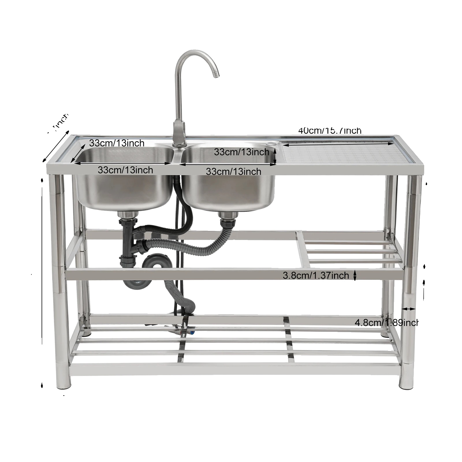 Küchenspüle, Doppelbecken, Modernes Design, Silber