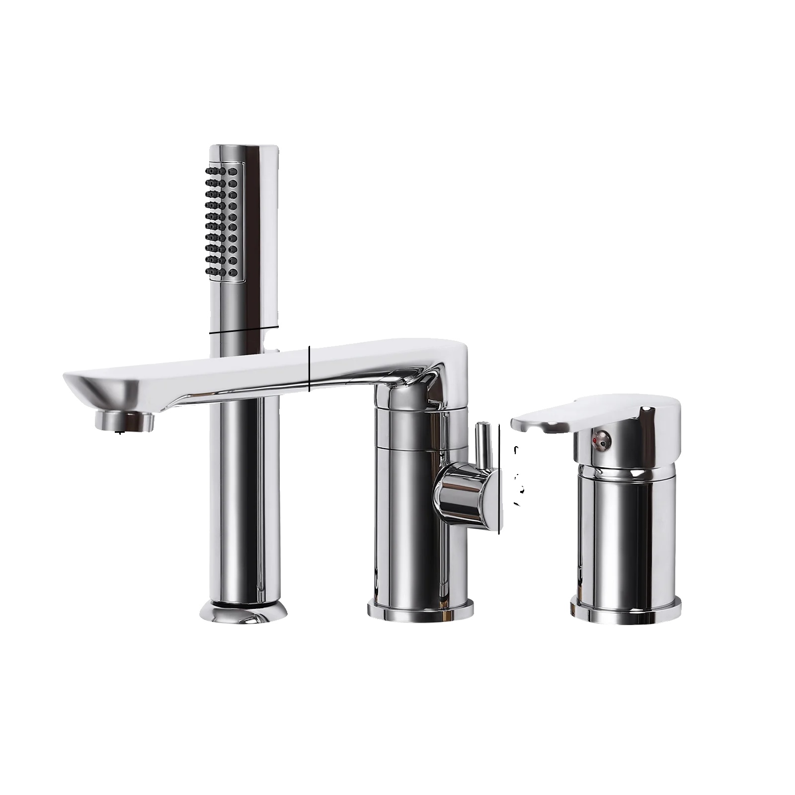 Badewannenarmatur, Handbrause, Modernes Design, Silber