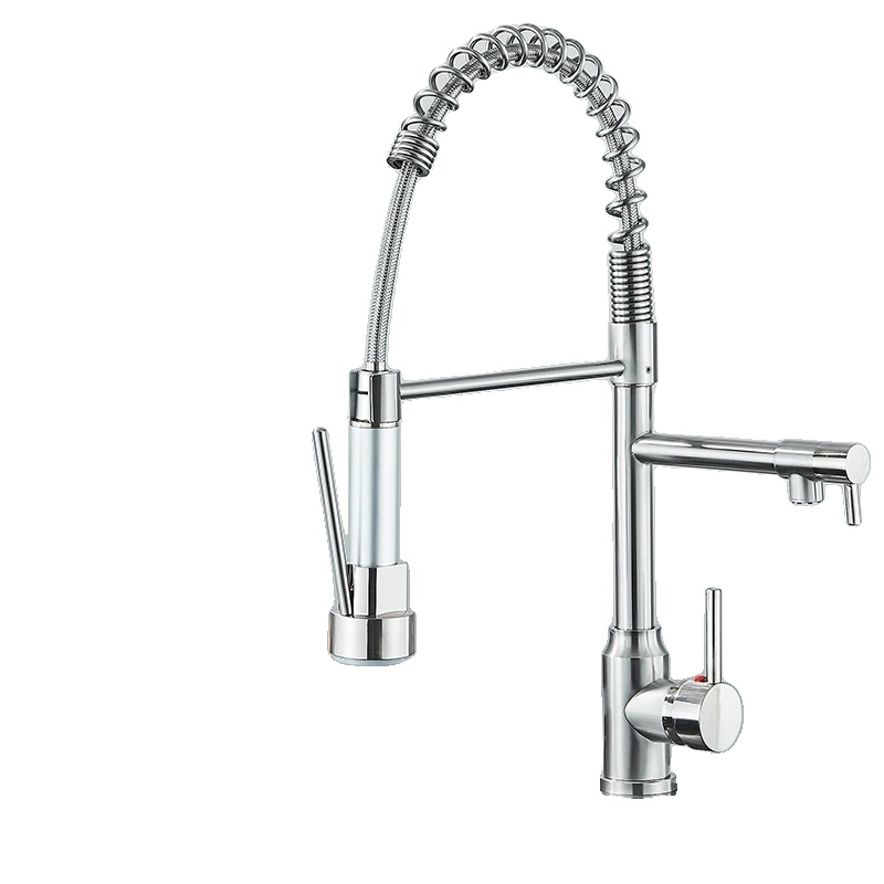 Küchenarmatur, Ausziehbarer Auslauf, 360-grad-drehung, Bürstetes Nickel