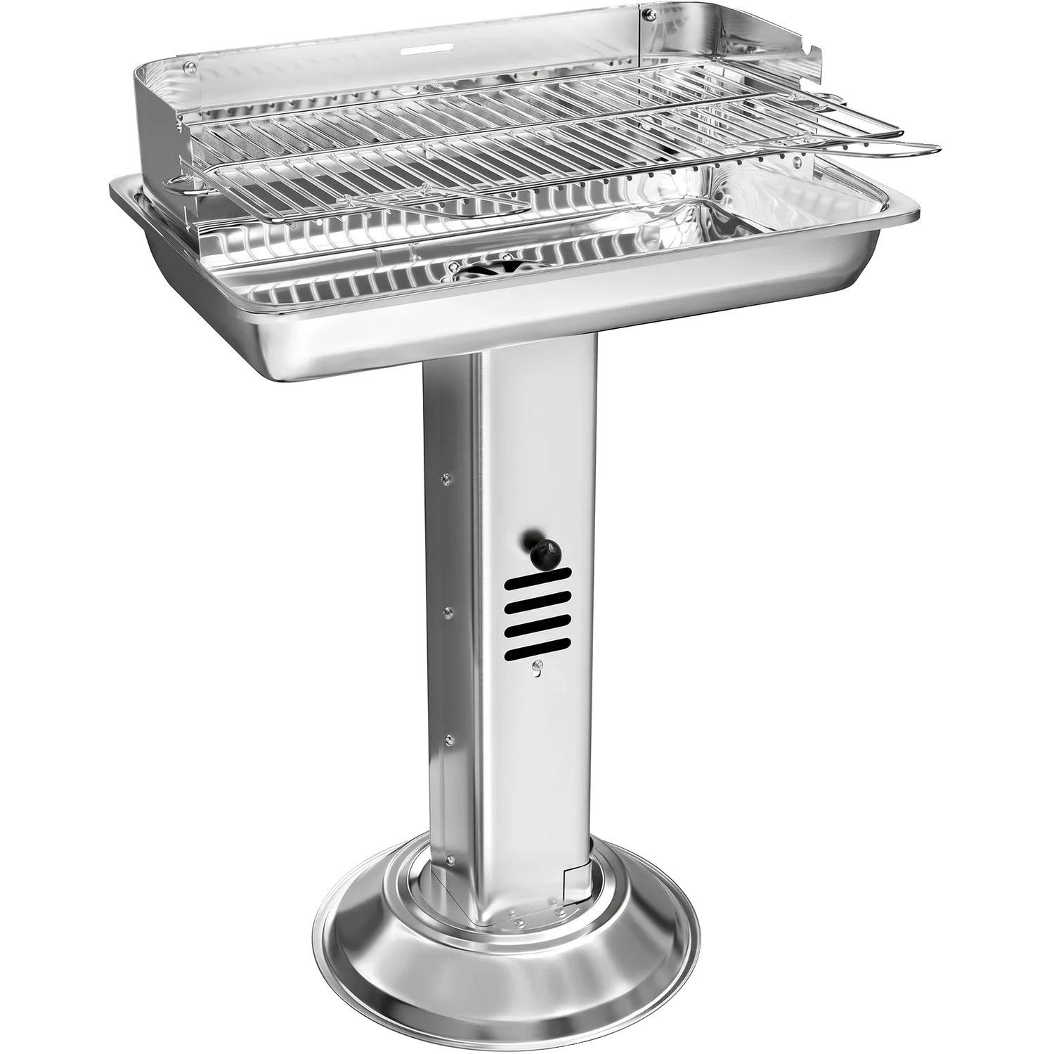 Holzkohlegrill, Höhenverstellbar, Platzsparendes Design, Silber