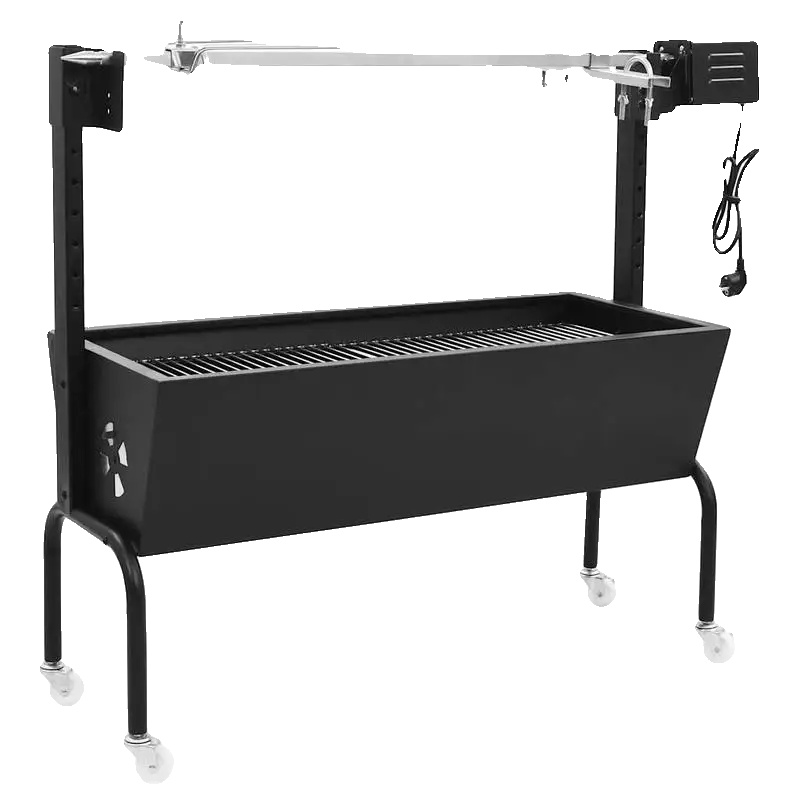 Bbq-drehspieß, Edelstahlkonstruktion, Tragbares Design, Schwarz