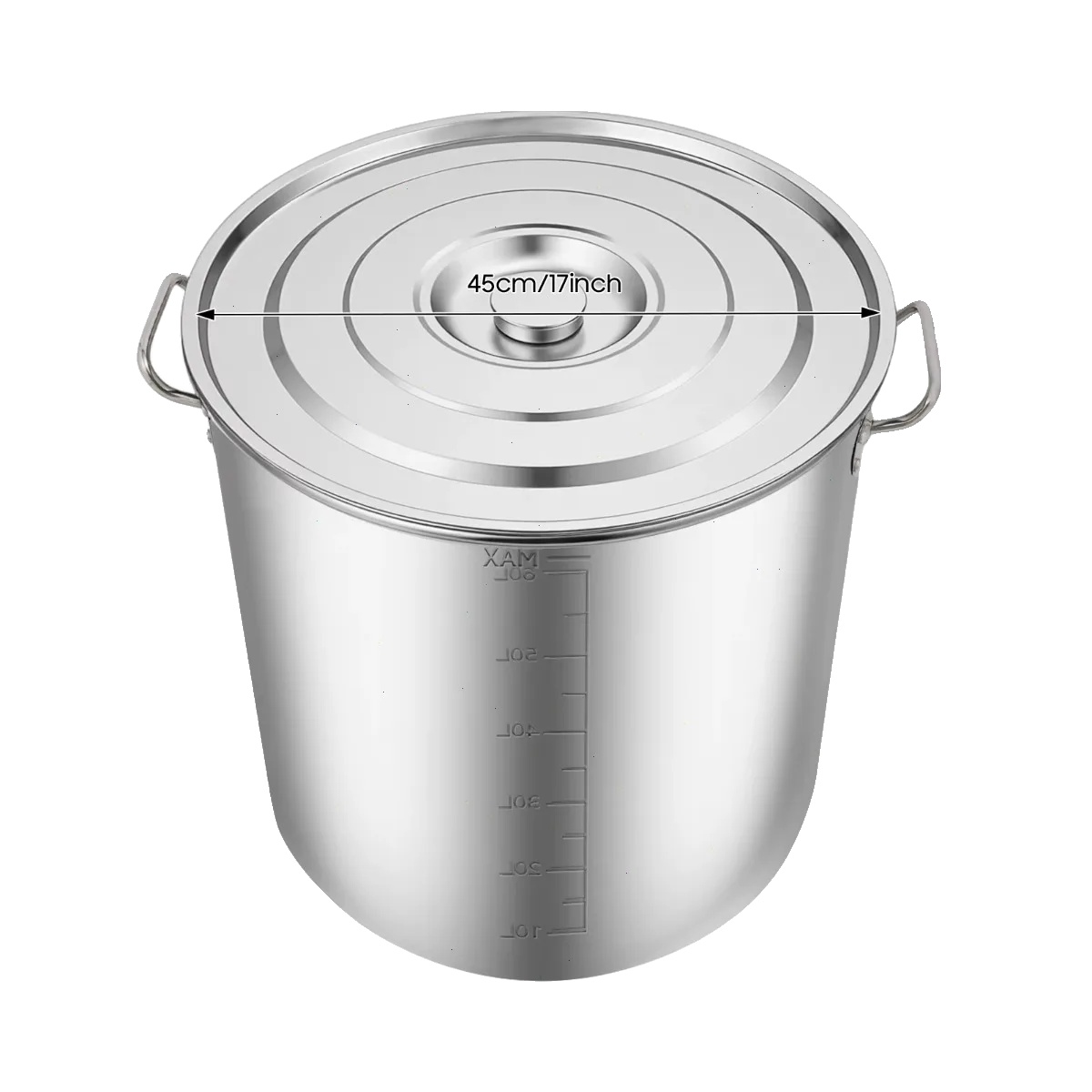 Suppentopf, 70l Fassungsvermögen, Langlebiger Edelstahl, Silber