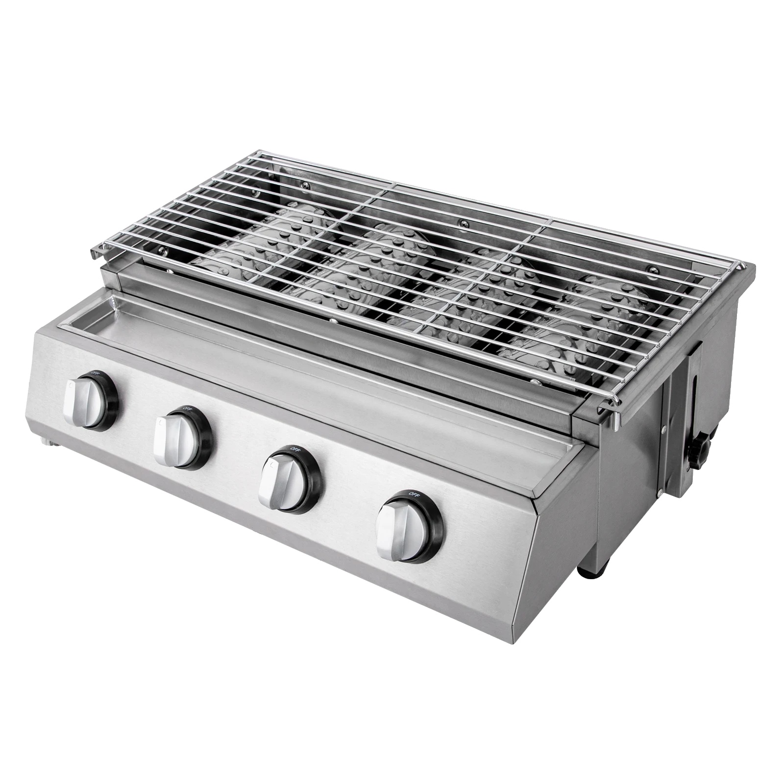 Grill, 4 Brenner, Tragbar Lpg Gas, Silber