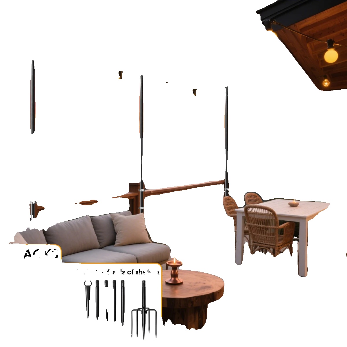 Lichtmasten, Höhenverstellbar, Langlebige Stahlkonstruktion, 6pcs