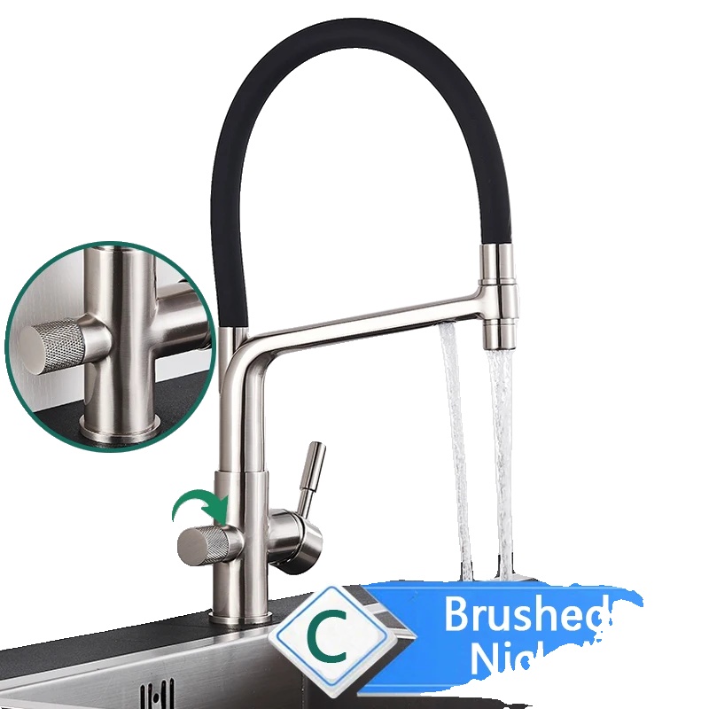 Küchenarmatur, Langlebige Messingkonstruktion, Dual-handle-betrieb, Bürstetes Nickel C