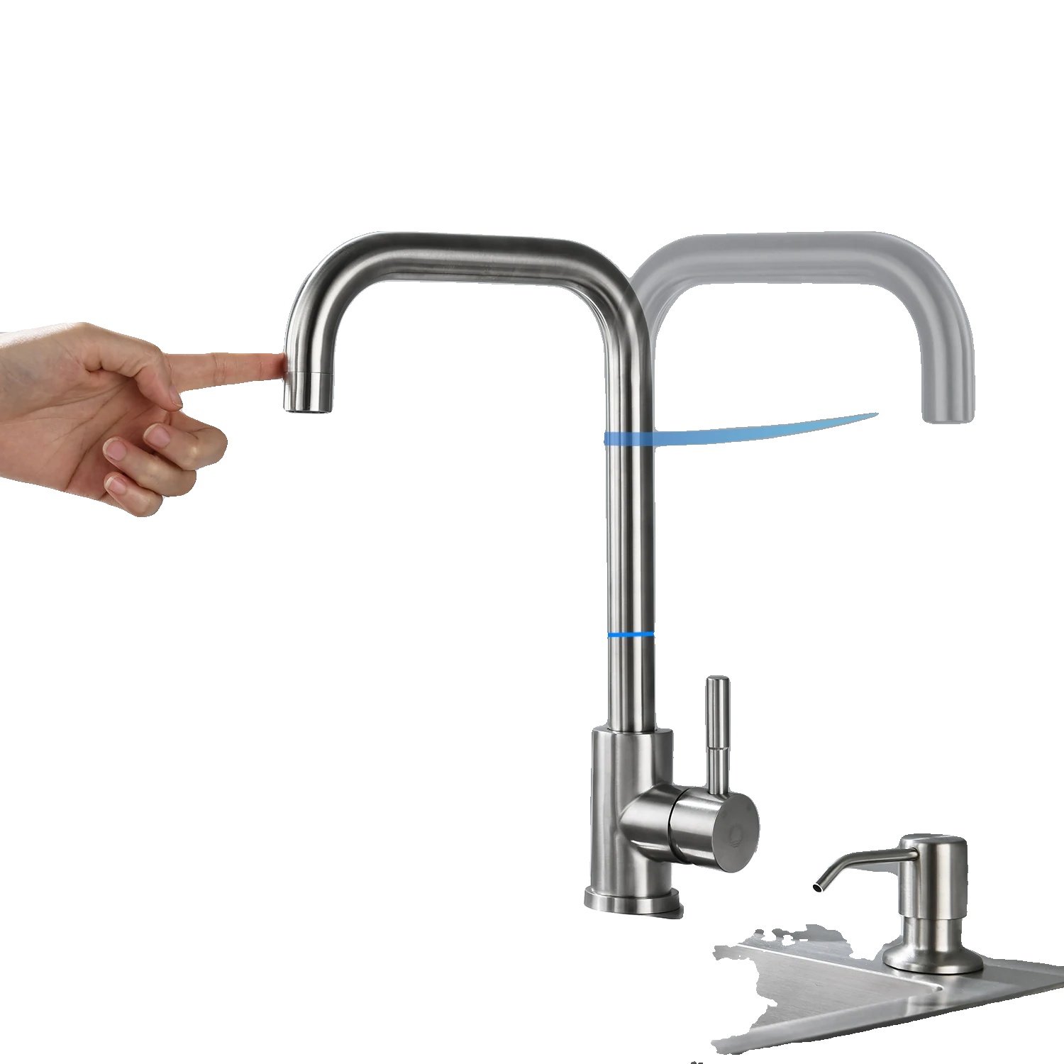 Küchenmixer, 360° Drehbarer Auslauf, Einhandsteuerung, Chrom, G3/8