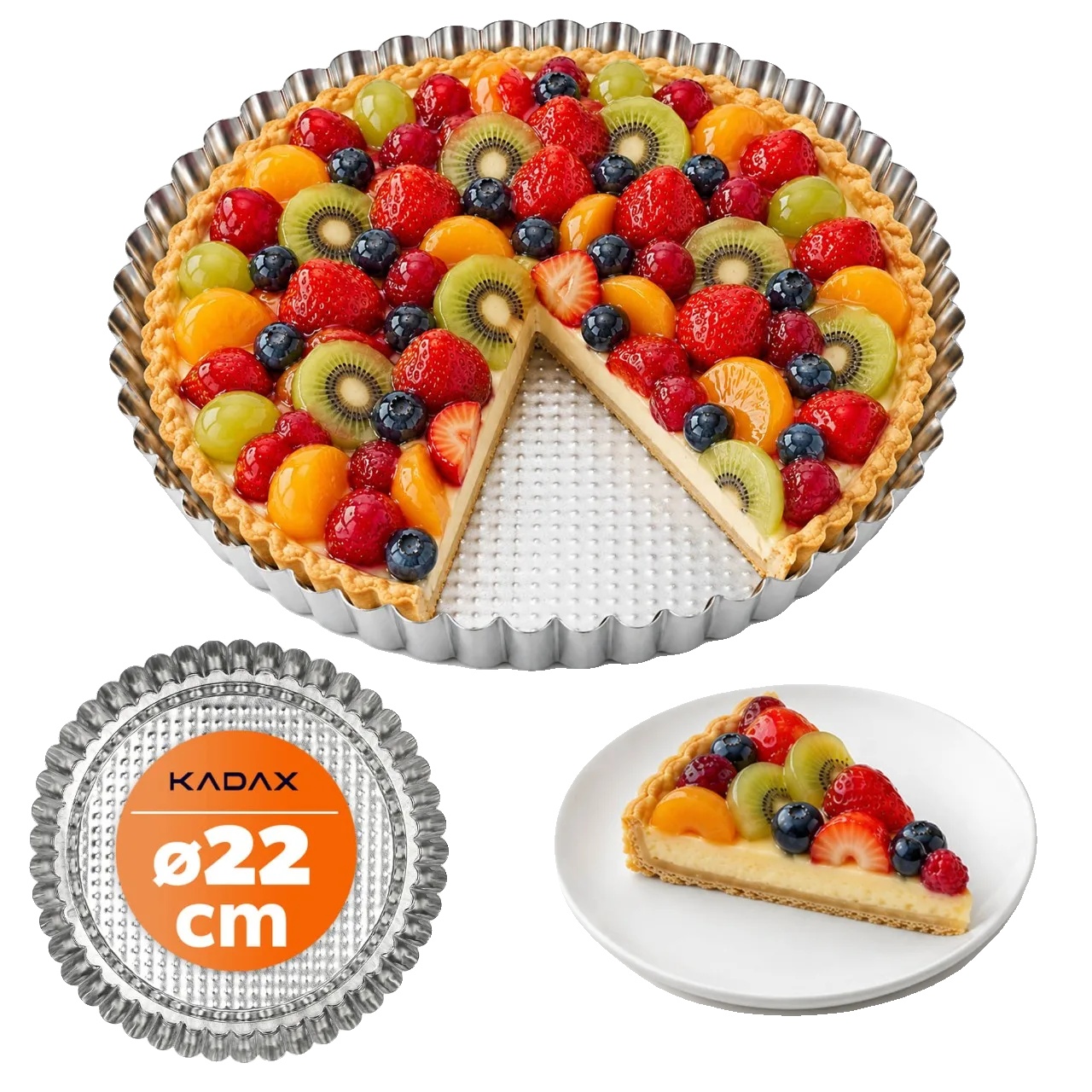 Tarteform, 22 Cm Durchmesser, Metallmaterial, Ce / Eu-zertifiziert, Gewellte Kanten, Vielseitig Einsetzbar