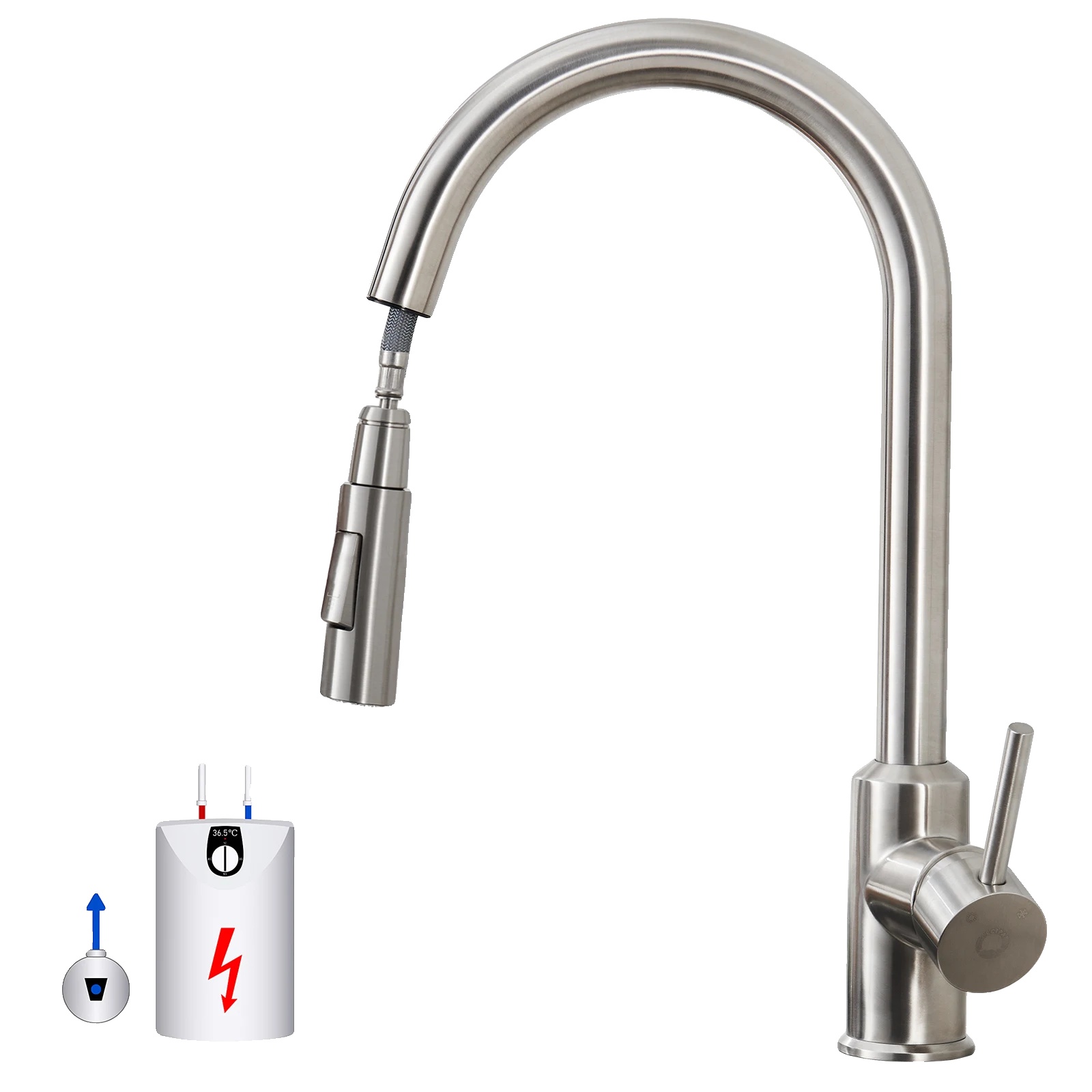 Küchenarmatur, Zwei Wasserflussmodi, 360° Schwenkbarer Auslauf, Chrom, G3/8